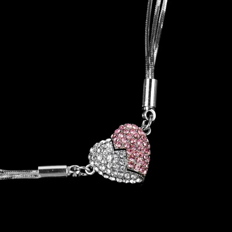 Collares magnéticos de amor rosa plateados