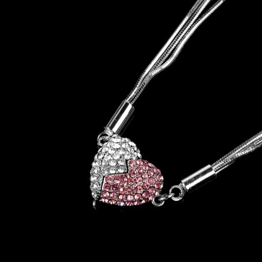Collares magnéticos de amor rosa plateados